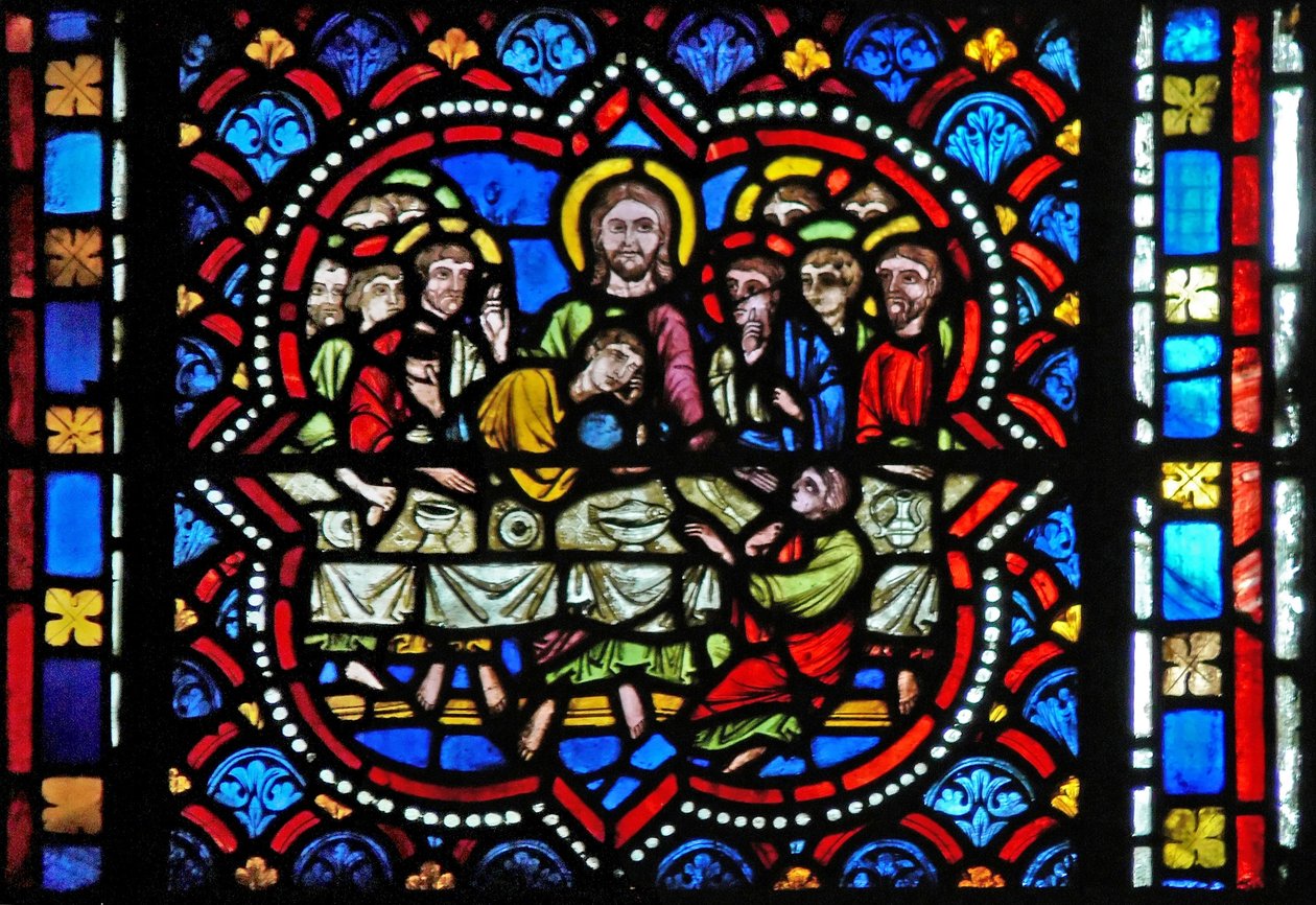 Window s2-L depicting the Last Supper by French School