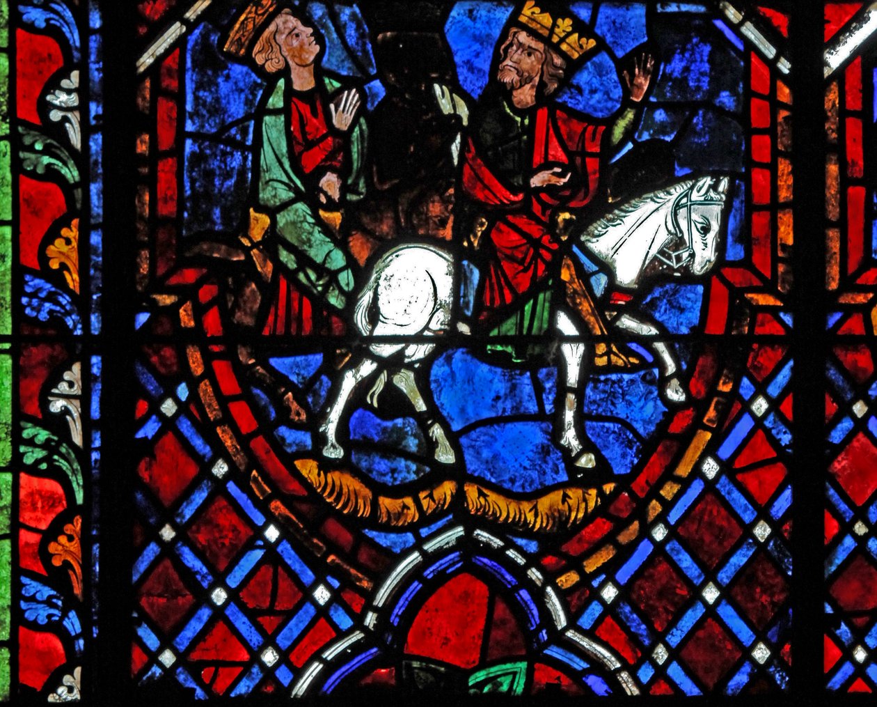 Window depicting the Magi travelling in a boat by French School