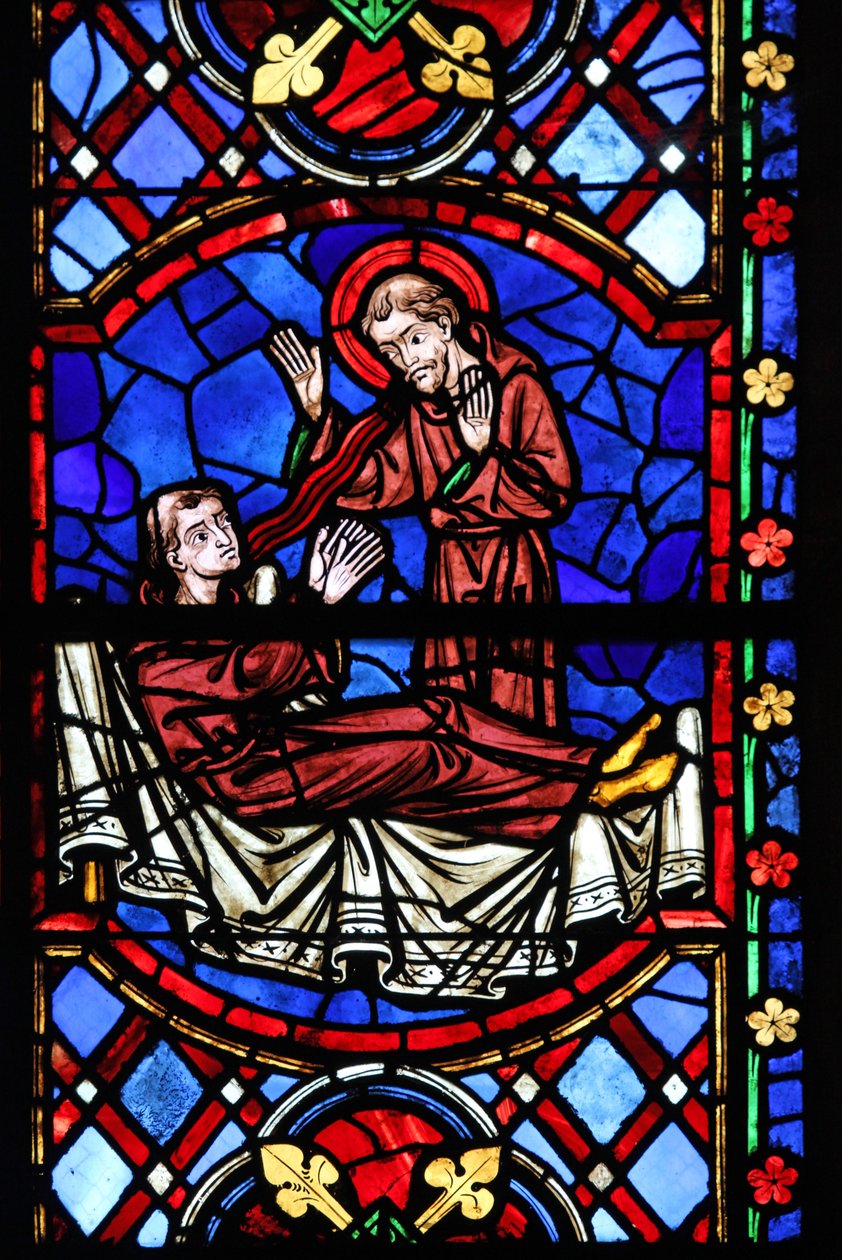 Window depicting a sainted monk appears to St Martin by French School