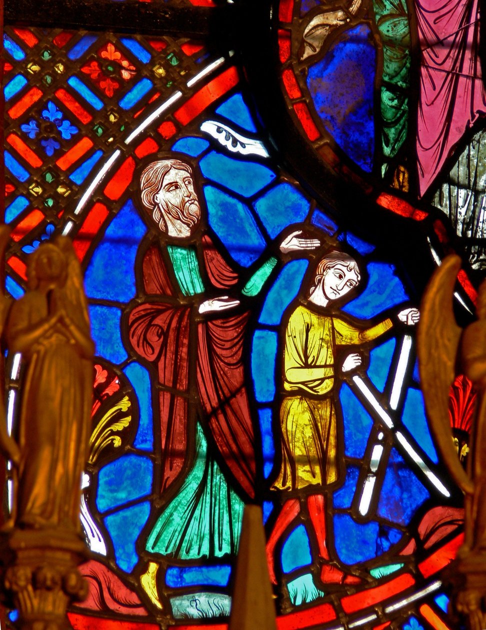 Window depicting Abraham and Isaac by French School