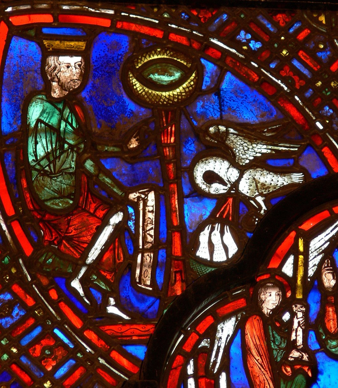 Window depicting David and the Pelican by French School
