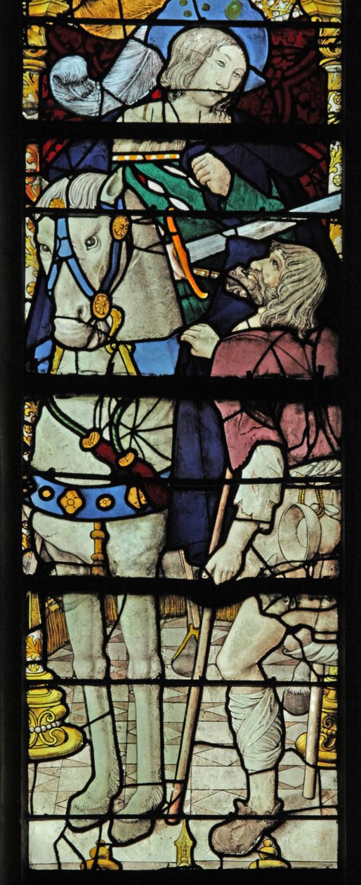 Window depicting the Charity of St Martin: he divides his cloak by French School