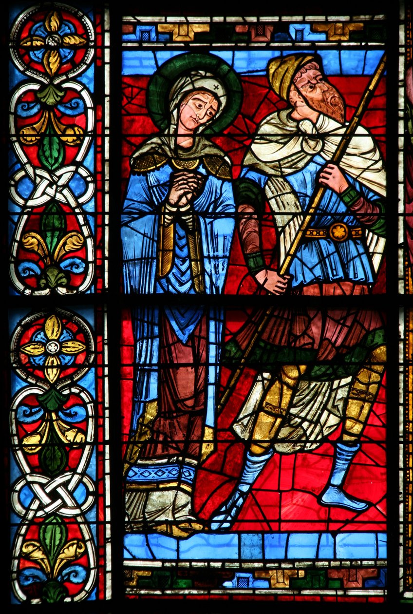 Window depicting the Virgin Mary and centurion Longinius