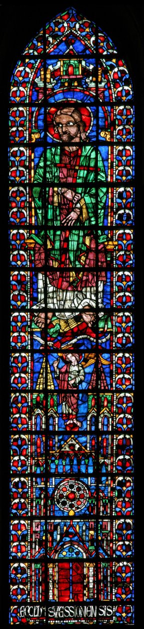 Window w102 depicting St Andrew and the cathedral of Soissons by French School