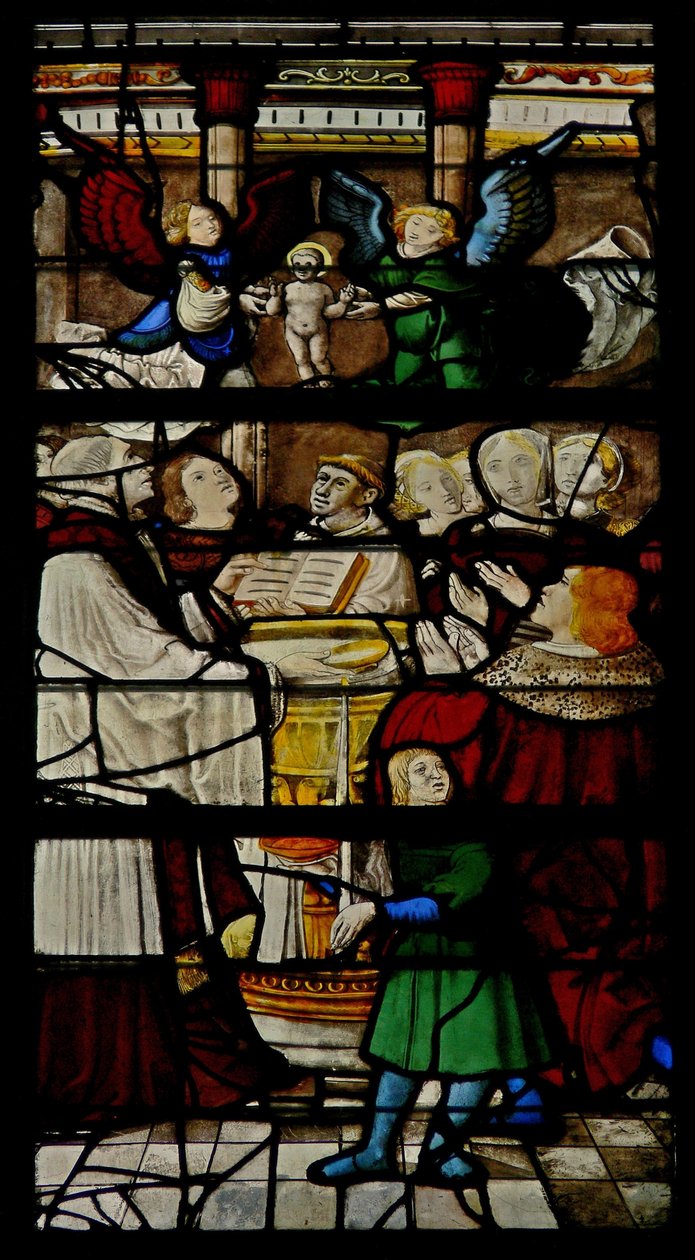 Window depicting the baptism of St Claude by French School