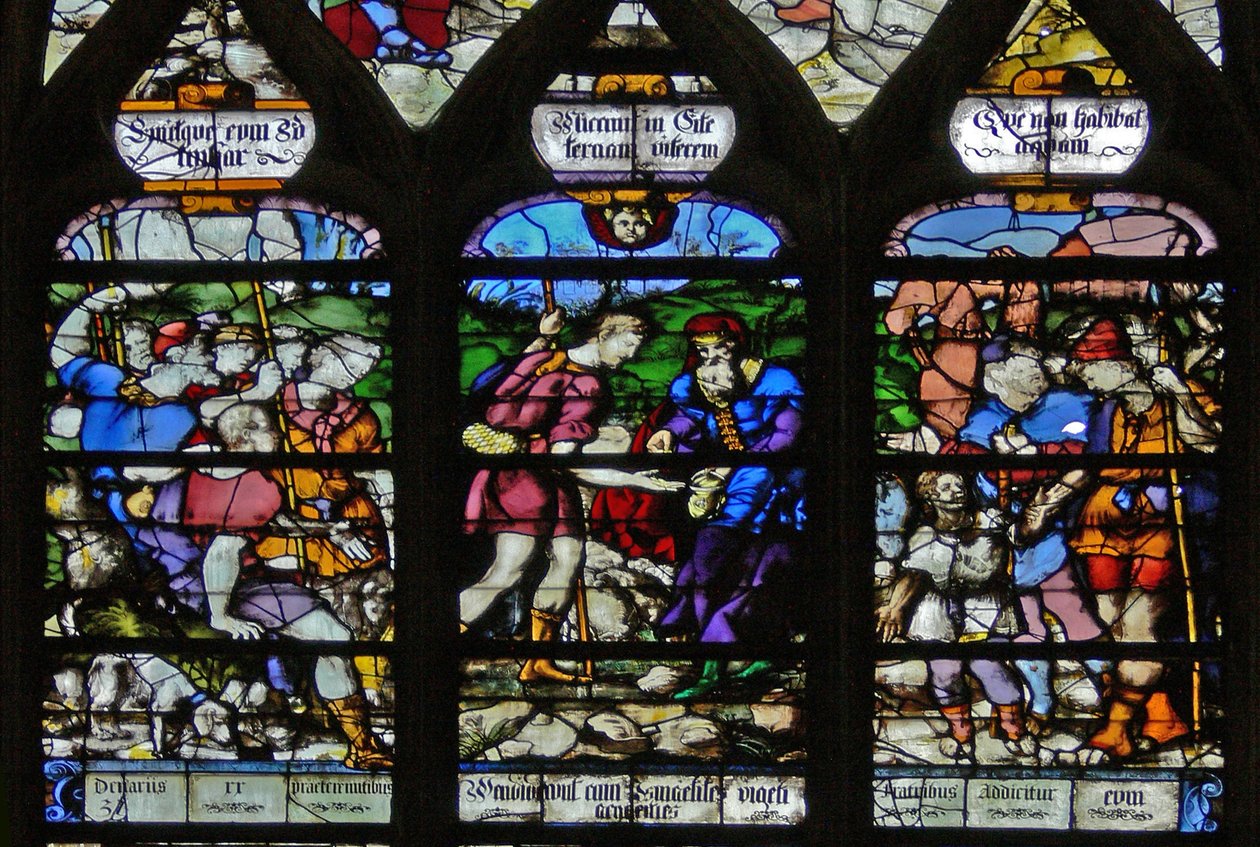 Window depicting Joseph is sold by his brothers by French School
