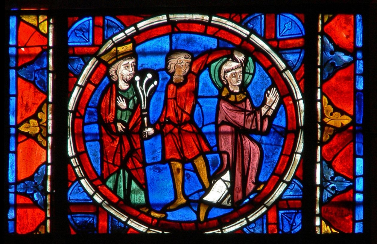 Window depicting the Flagellation of St Gervais by French School