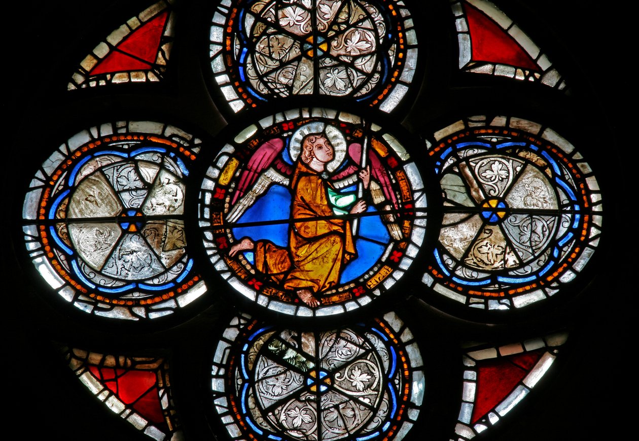 Window w11 depicting an angel by French School