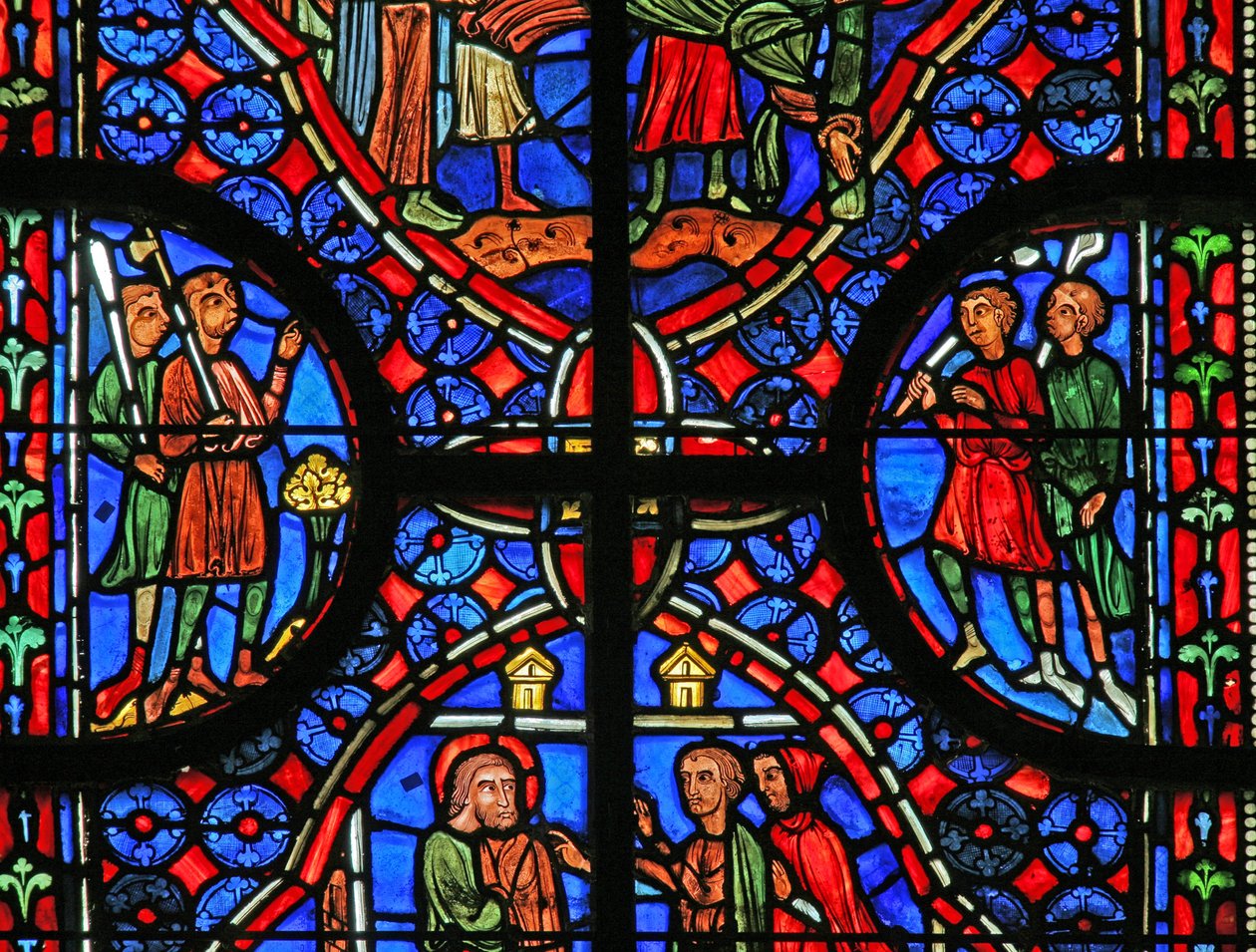 Window w11 depicting background and design in the St Andrew window by French School