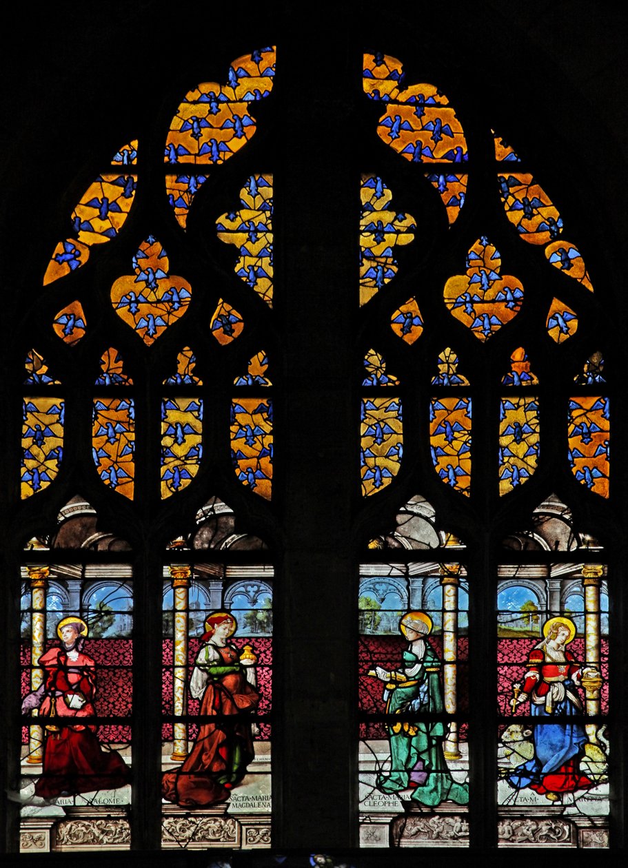 Window depicting heraldic eaglets of the Montmorencys coat of arms by French School