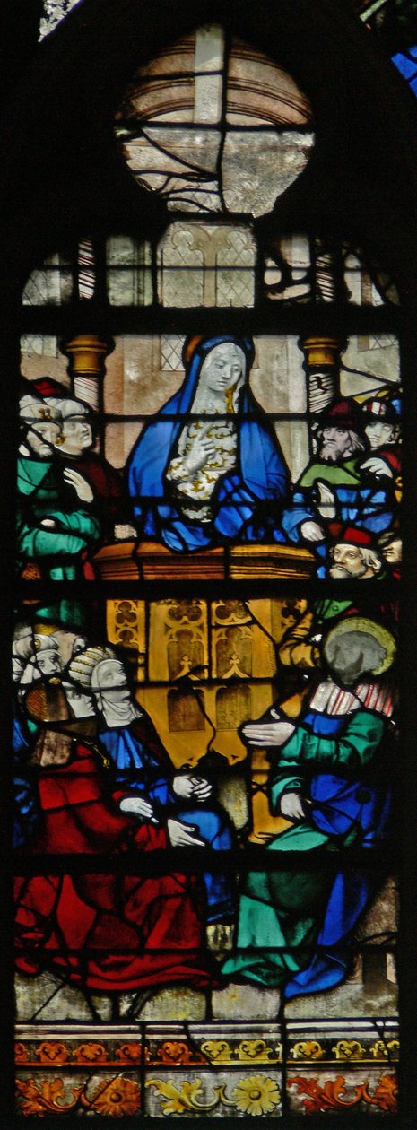 Window depicting a scene from the life of St Mary Magdalene - the saint preaching by French School