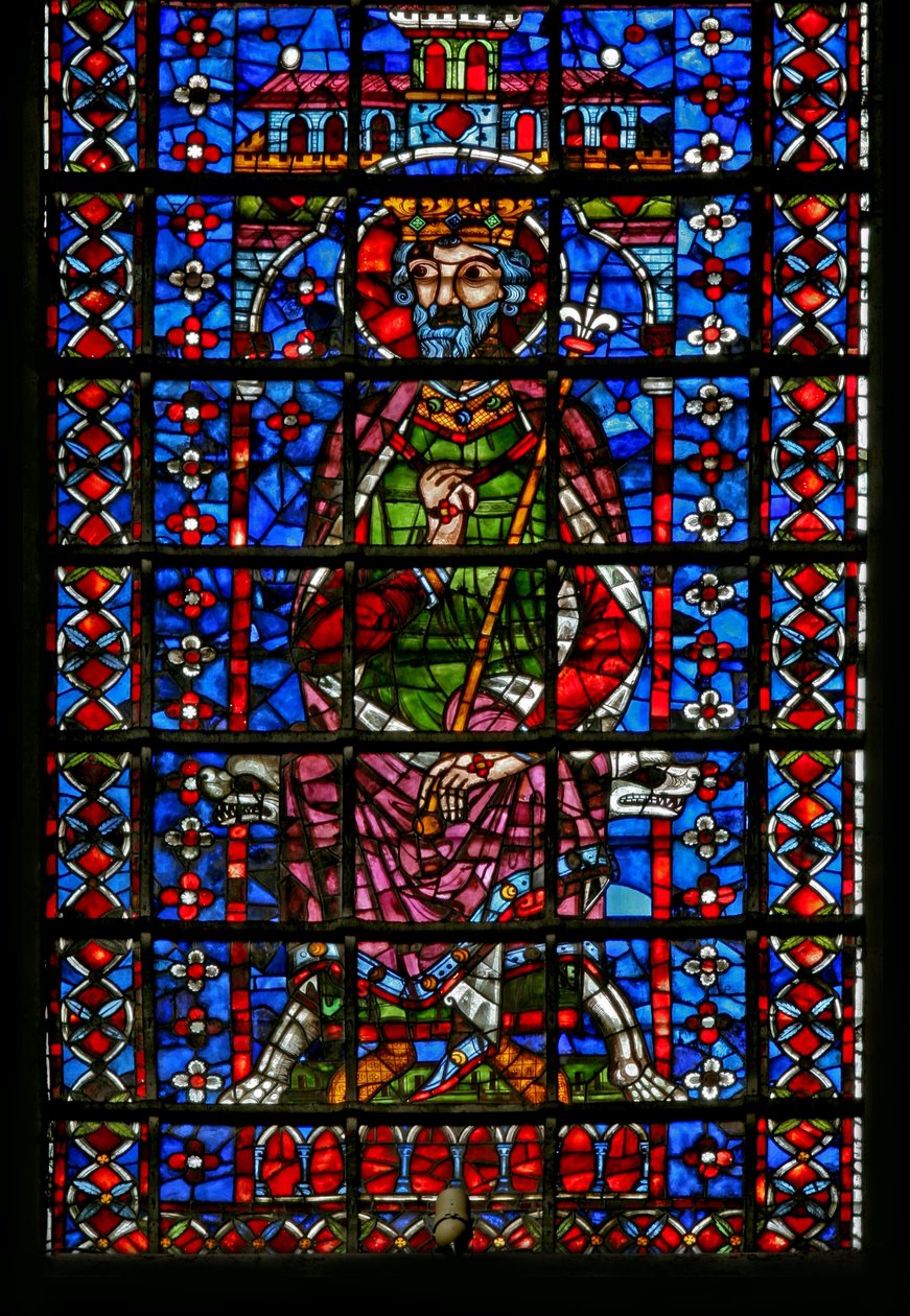 Window w127 (lower figure) depicting a king by French School