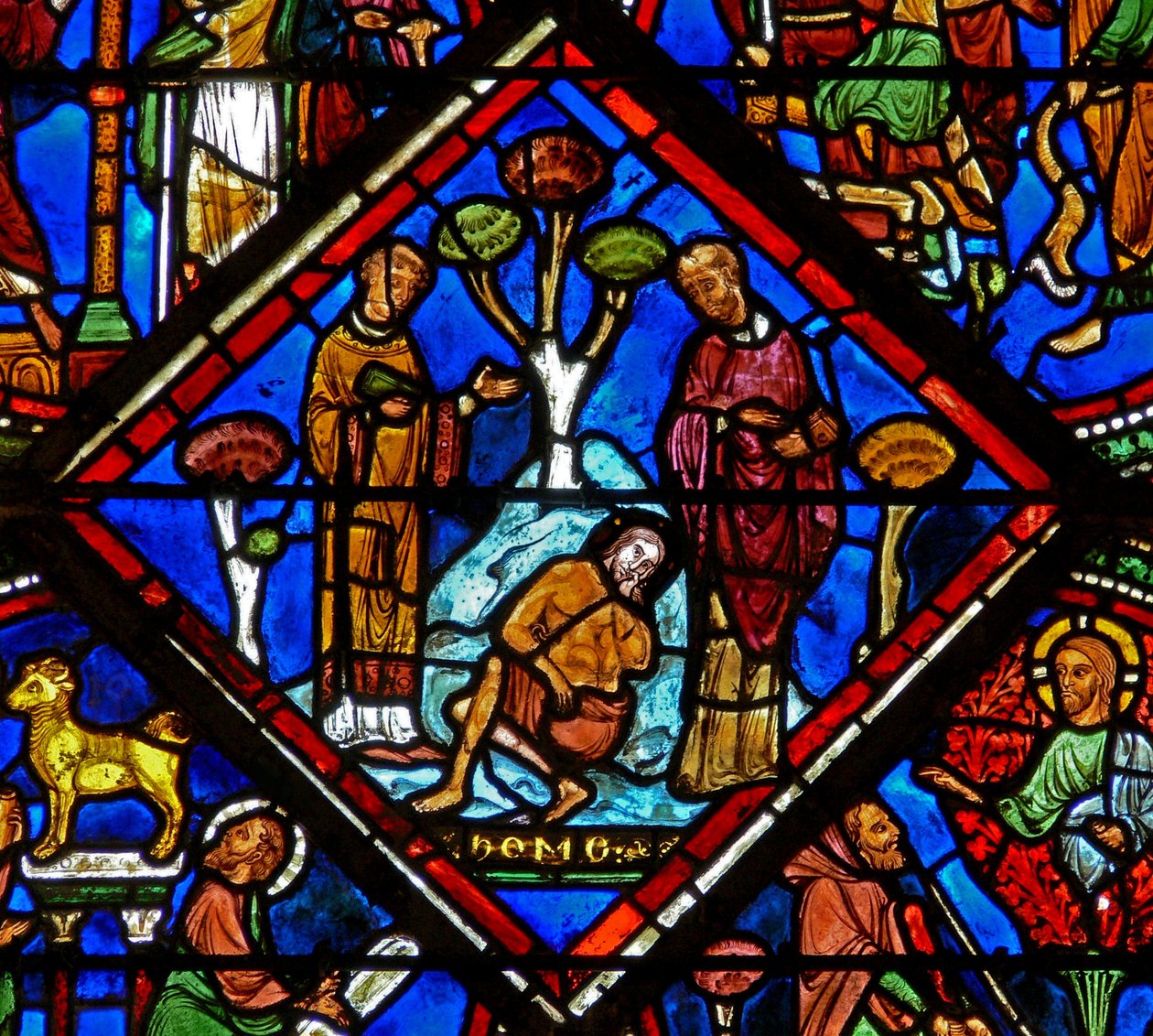 Good Samaritan Window: The Pilgrim is Ignored by a Priest and a Levi by French School