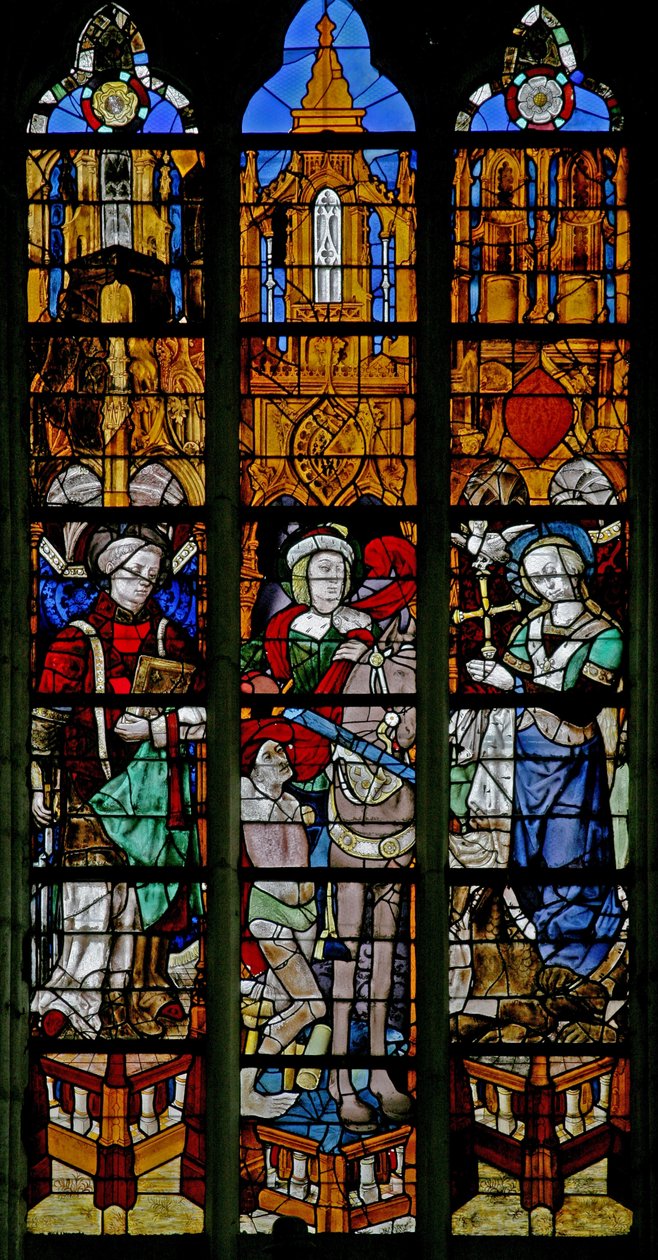 Window depicting St Lawrence, St Martin and St Margaret by French School