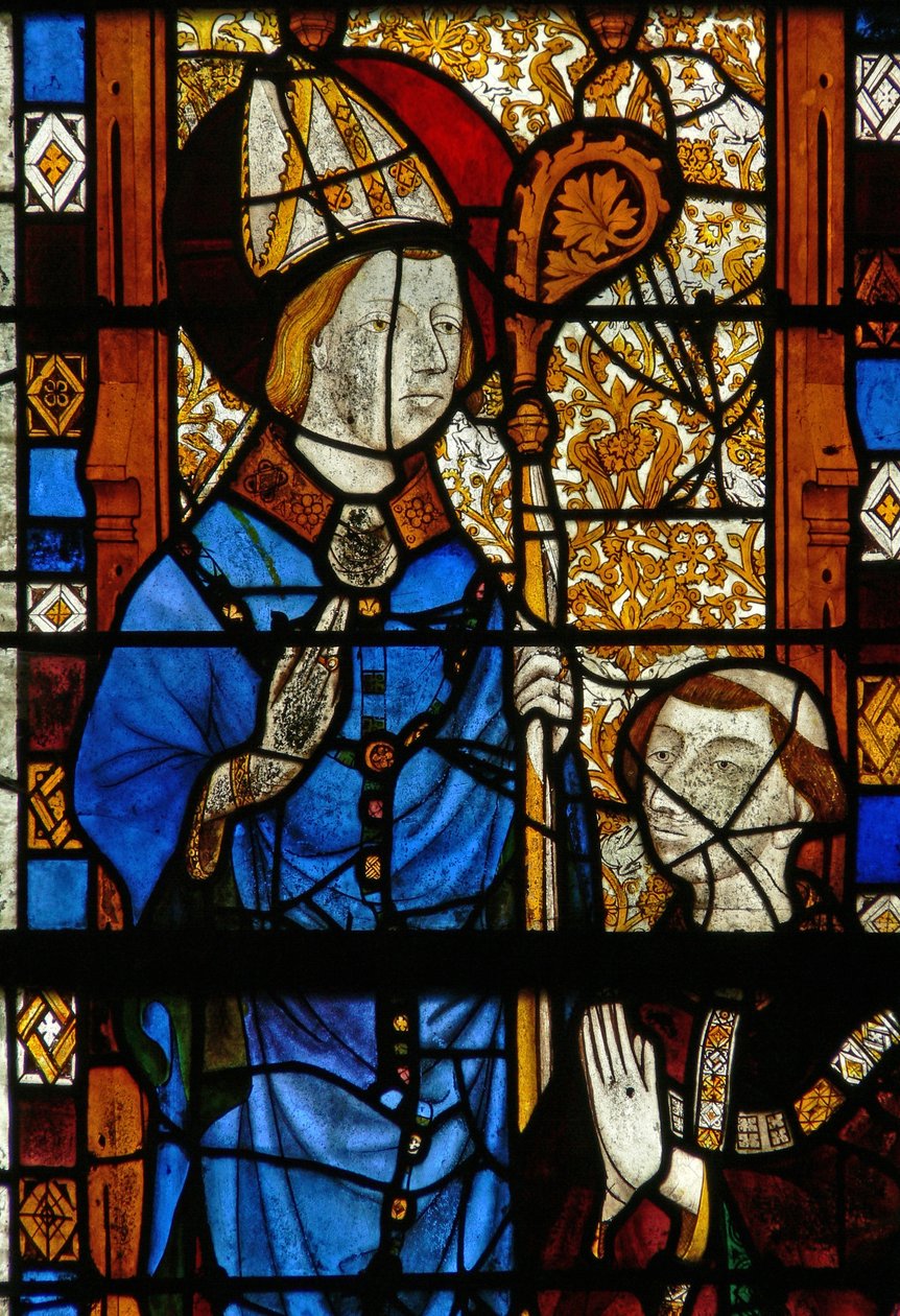 Window w17 depicting St Nicholas and the donor Oudin de Troyes by French School