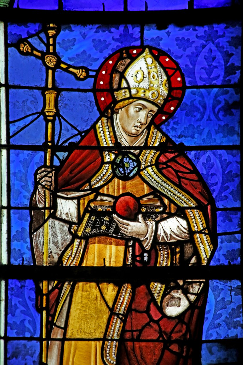 Window depicting St Augustine holding a flaming heart by French School