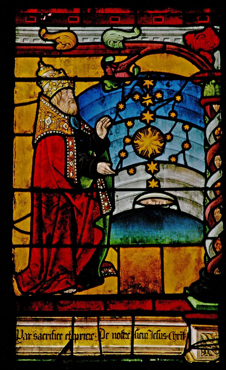 Window depicting the Creation of the sun, moon, and stars by French School