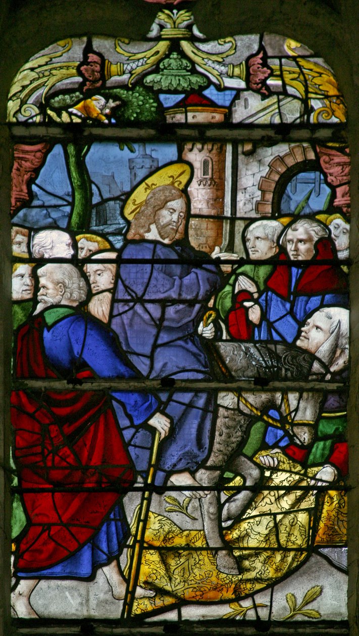 Window w1 depicting the Entry into Jerusalem