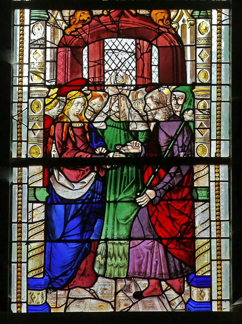 Window depicting the Marriage of the Virgin Mary by French School