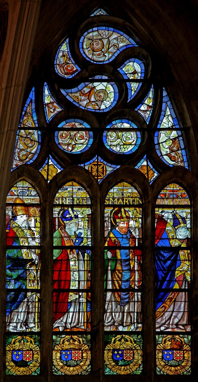 Window depicting St Marceau(?), St Remi, St Martin and St Denis by French School