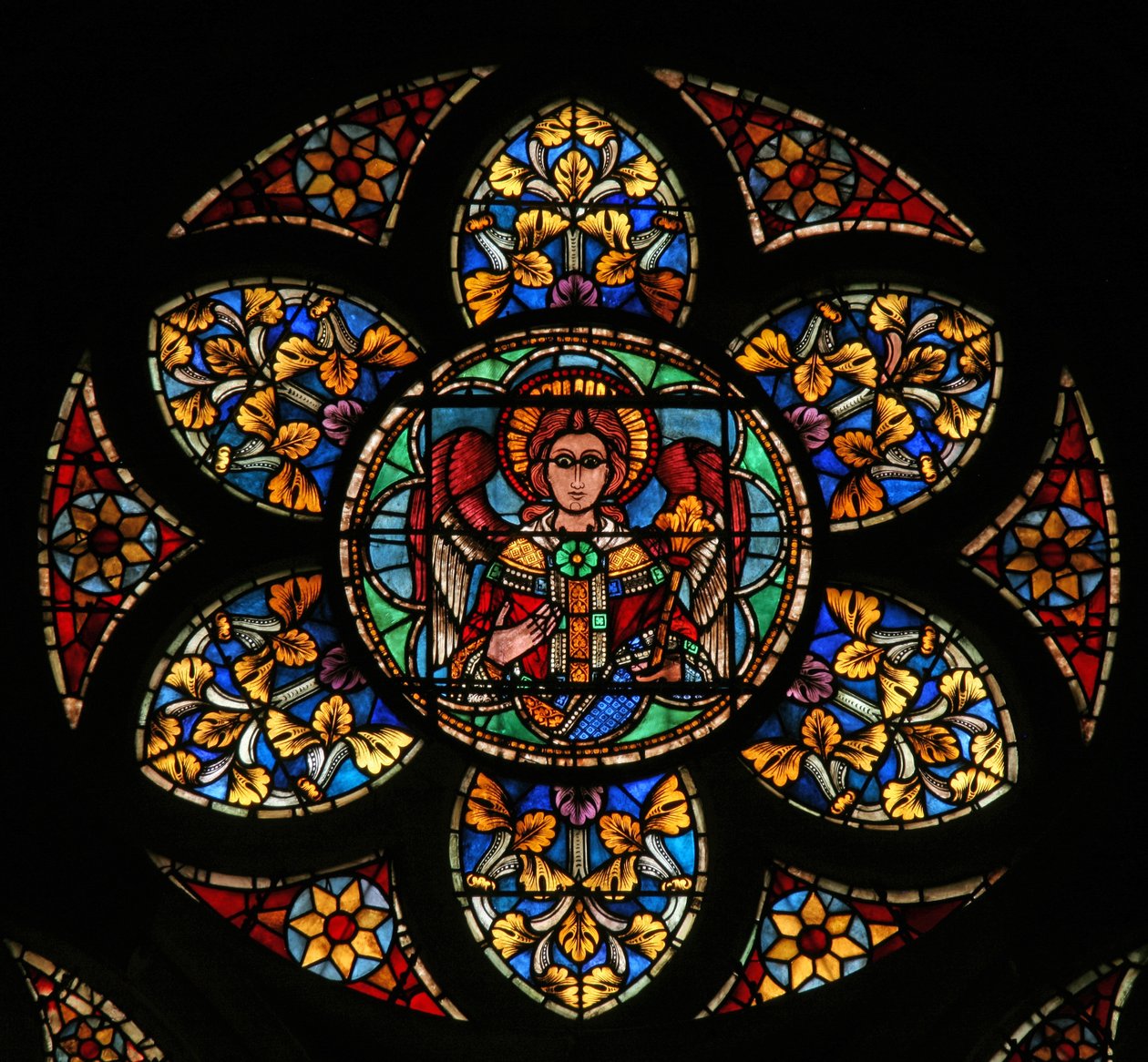 Window w201 depicting an angel by French School