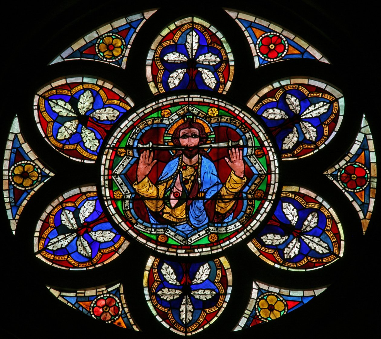 Window w205 depicting Christ of the Last Judgement by French School