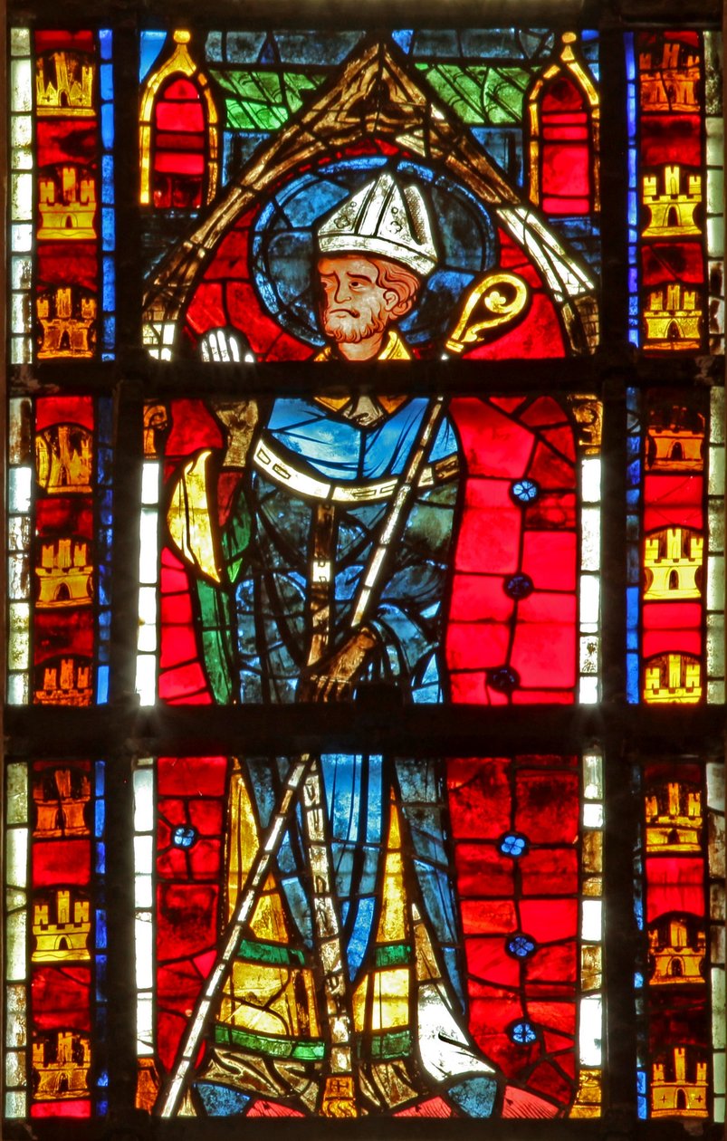 Window depicting a saint bishop by French School