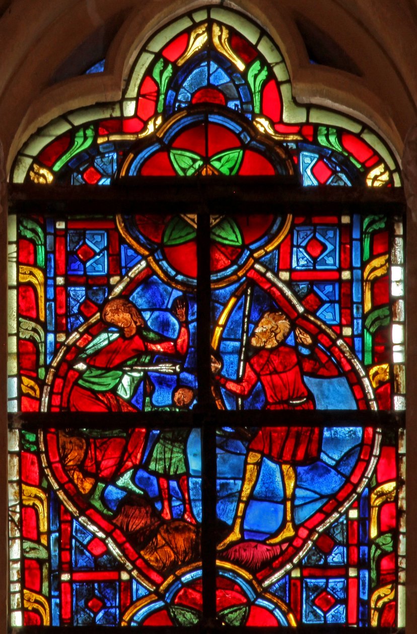 Window depicting Cain killed by his grandson by French School