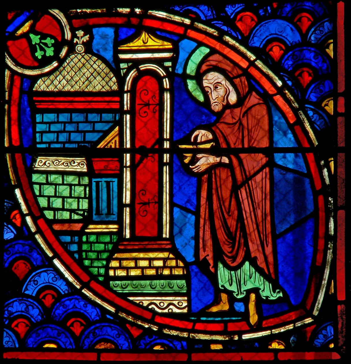Window w20 depicting Zacharias, the father of St John the Baptist, in the Temple by French School
