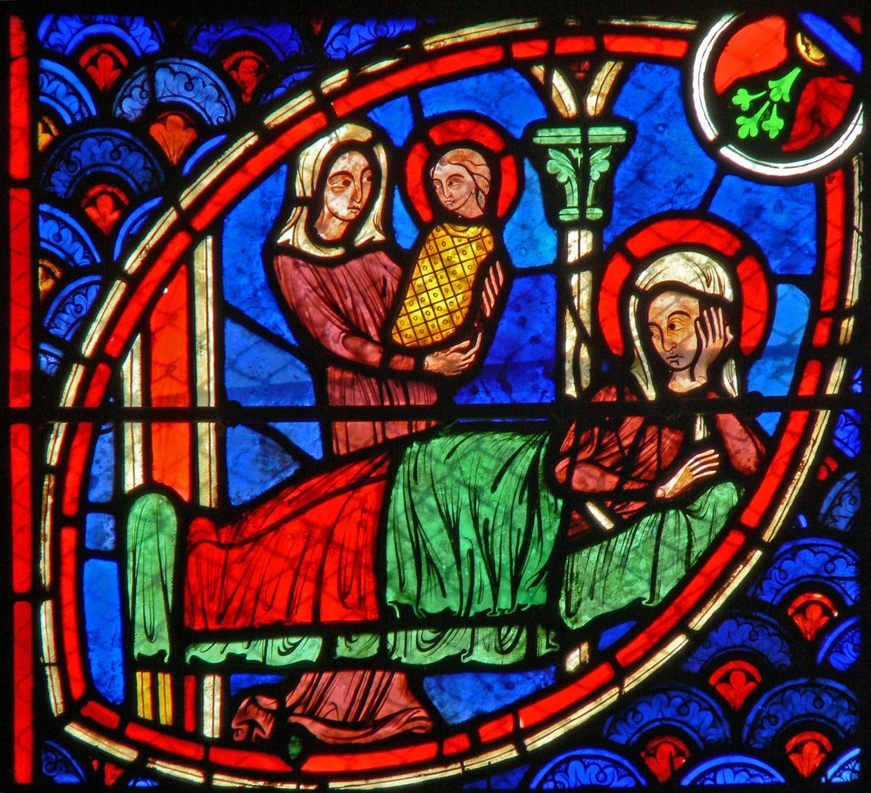 Window w20 depicting the birth of St John the Baptist