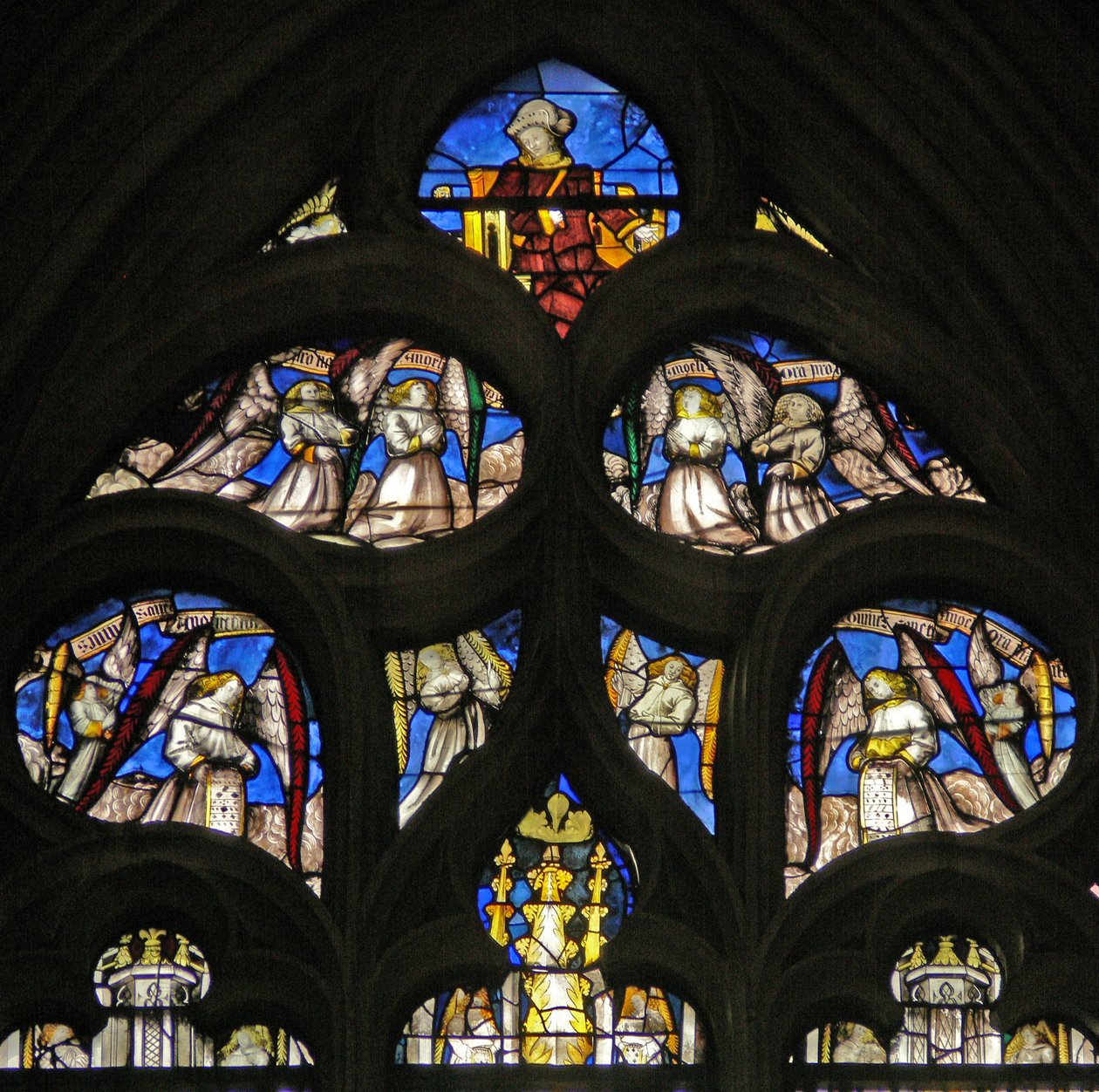 Window depicting St James and angels by French School