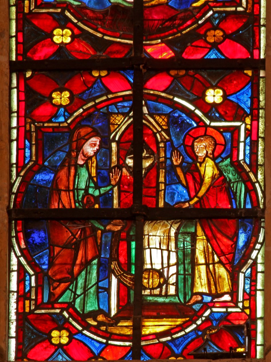 Window depicting Zacharias, the father of St John the Baptist, visited by an angel in the Temple by French School