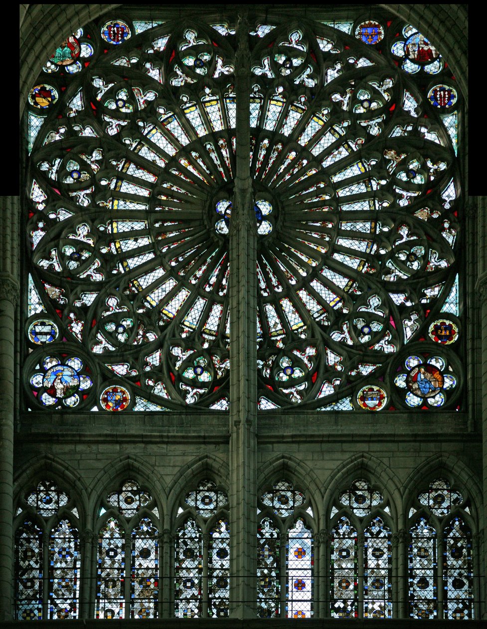 Window depicting the Evangelists and Grisaille (Rose Window - Internal)
