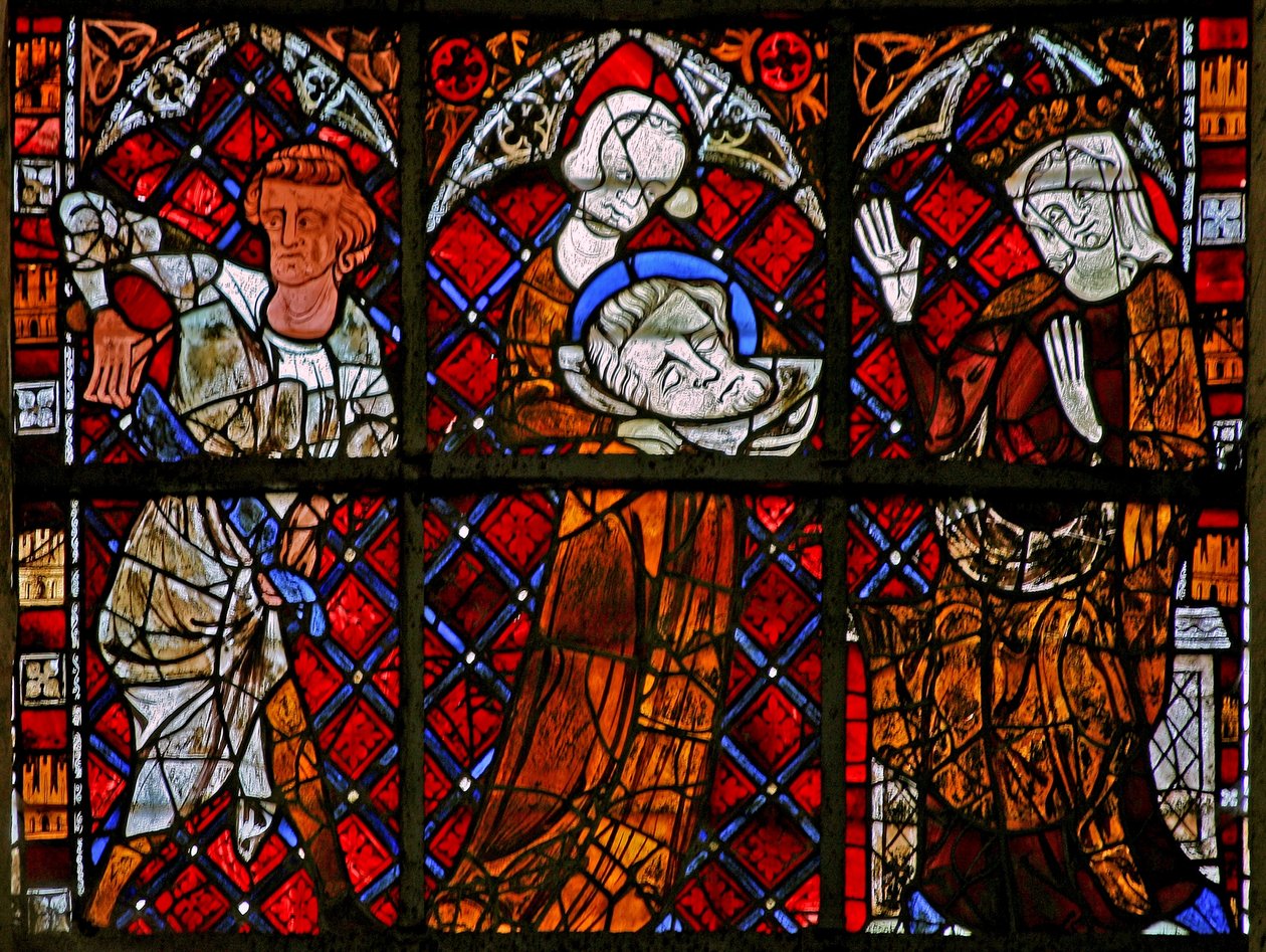 Window depicting a scene from the life of St John the Baptist: Salome receives his head by French School