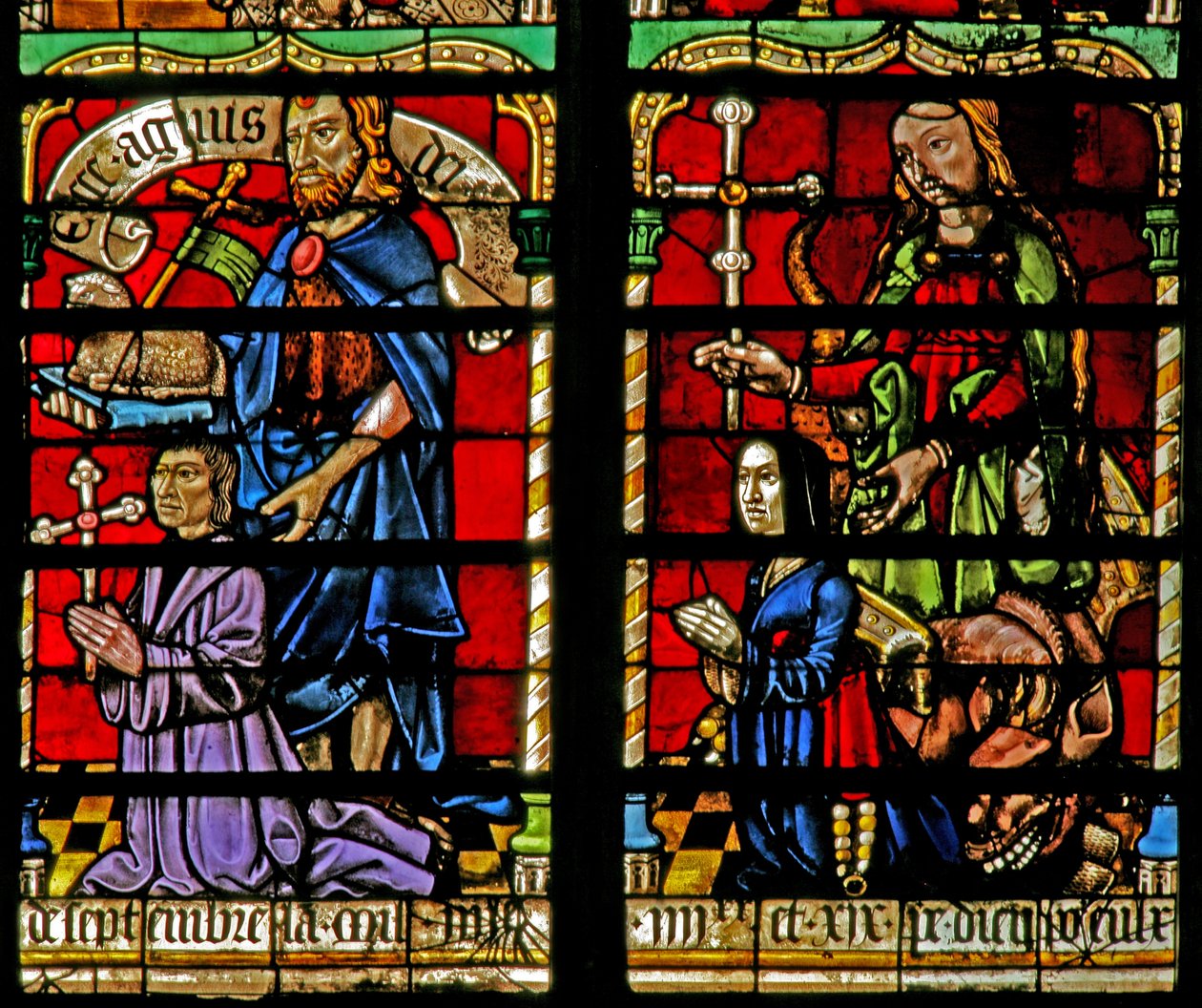 Donor - Jean Corart and wife with St John Baptist and St Catherine by French School