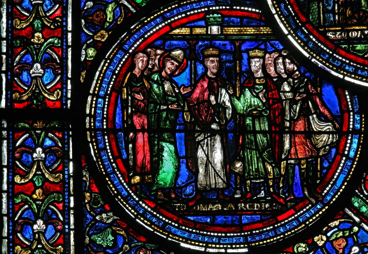 St Thomas Becket with Henry II and Louis VII by French School
