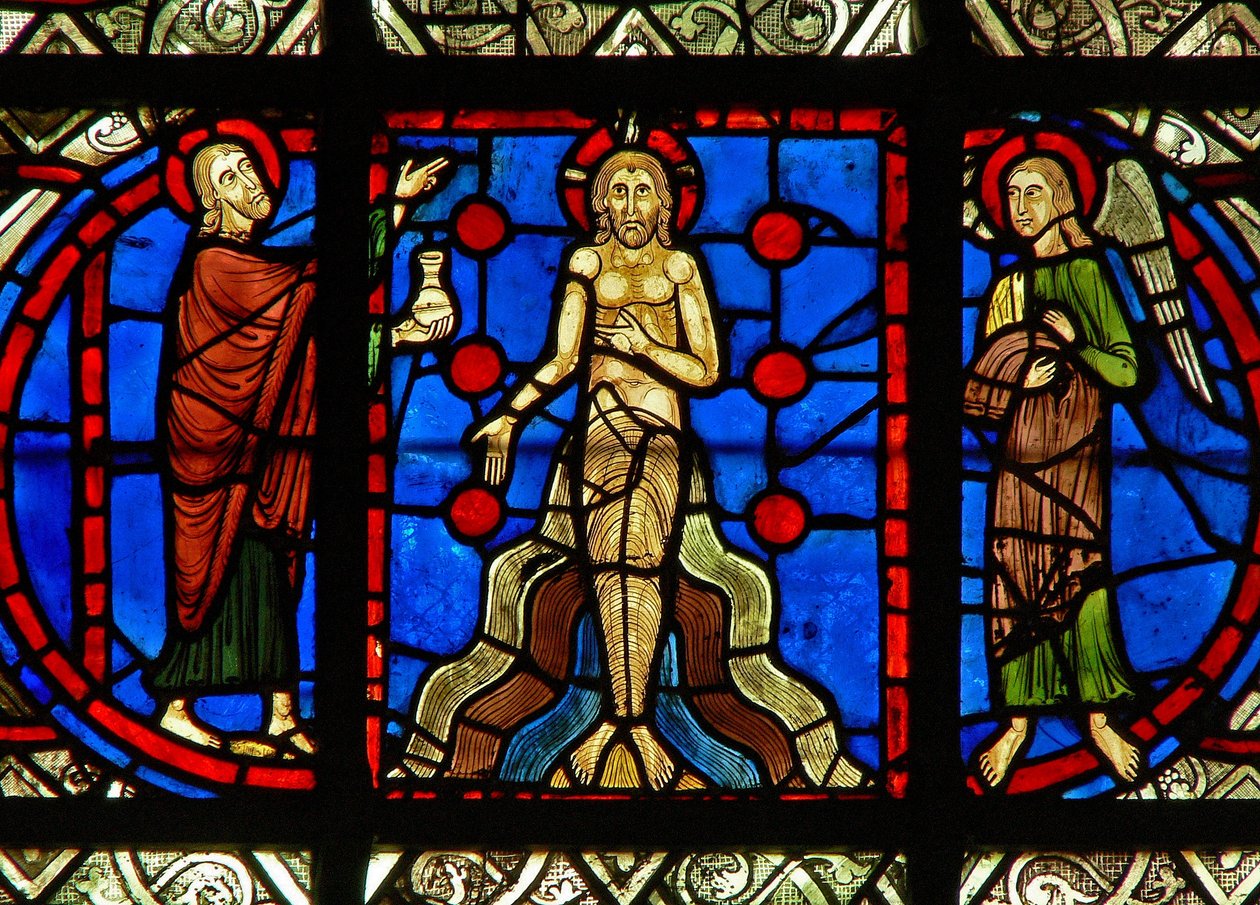 Window depicting the Jordan Baptism by French School