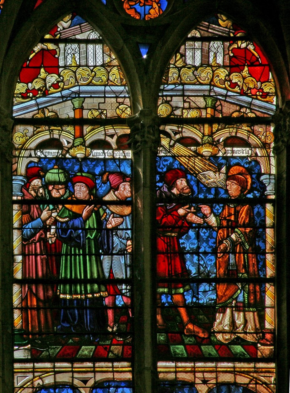 Window 32 depicting St Stephen disputes with the Doctors of the Law by French School