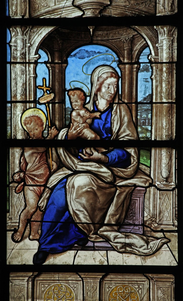 Window depicting the Virgin and Child and St John the Baptist by French School