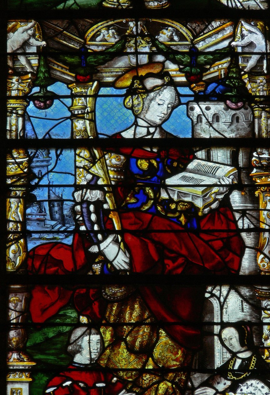 Window w37 depicting scenes from the life of St Barbara by French School