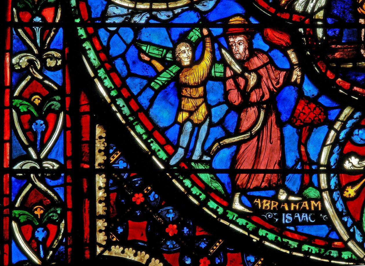 Window depicting Abraham about to sacrifice Isaac by French School