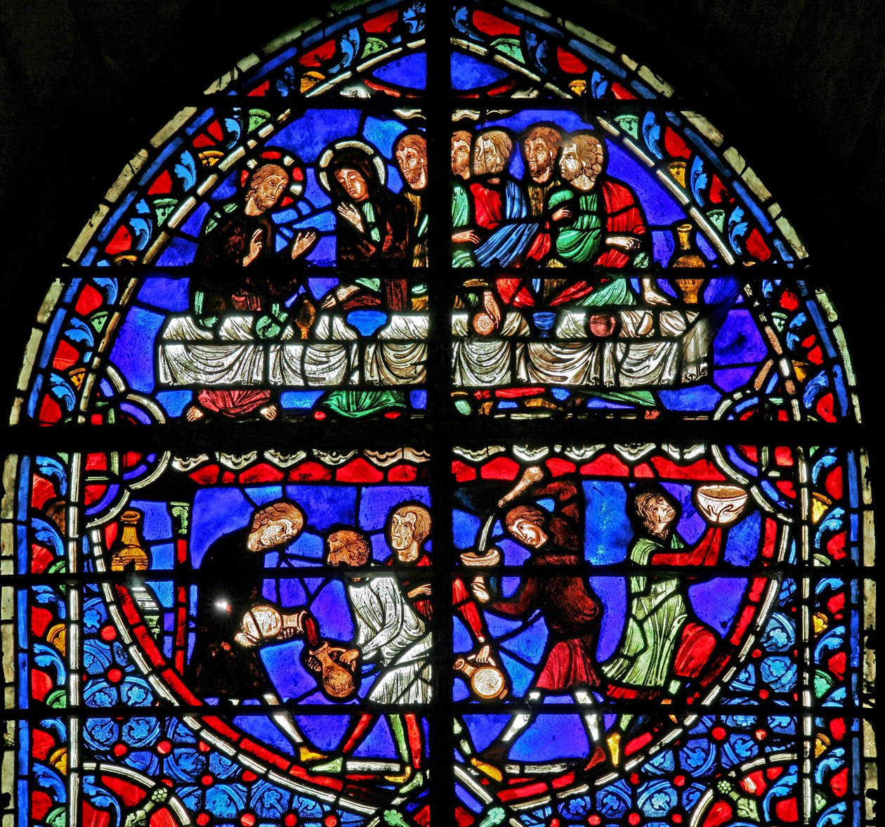 Window depicting the Marriage at Cana by French School