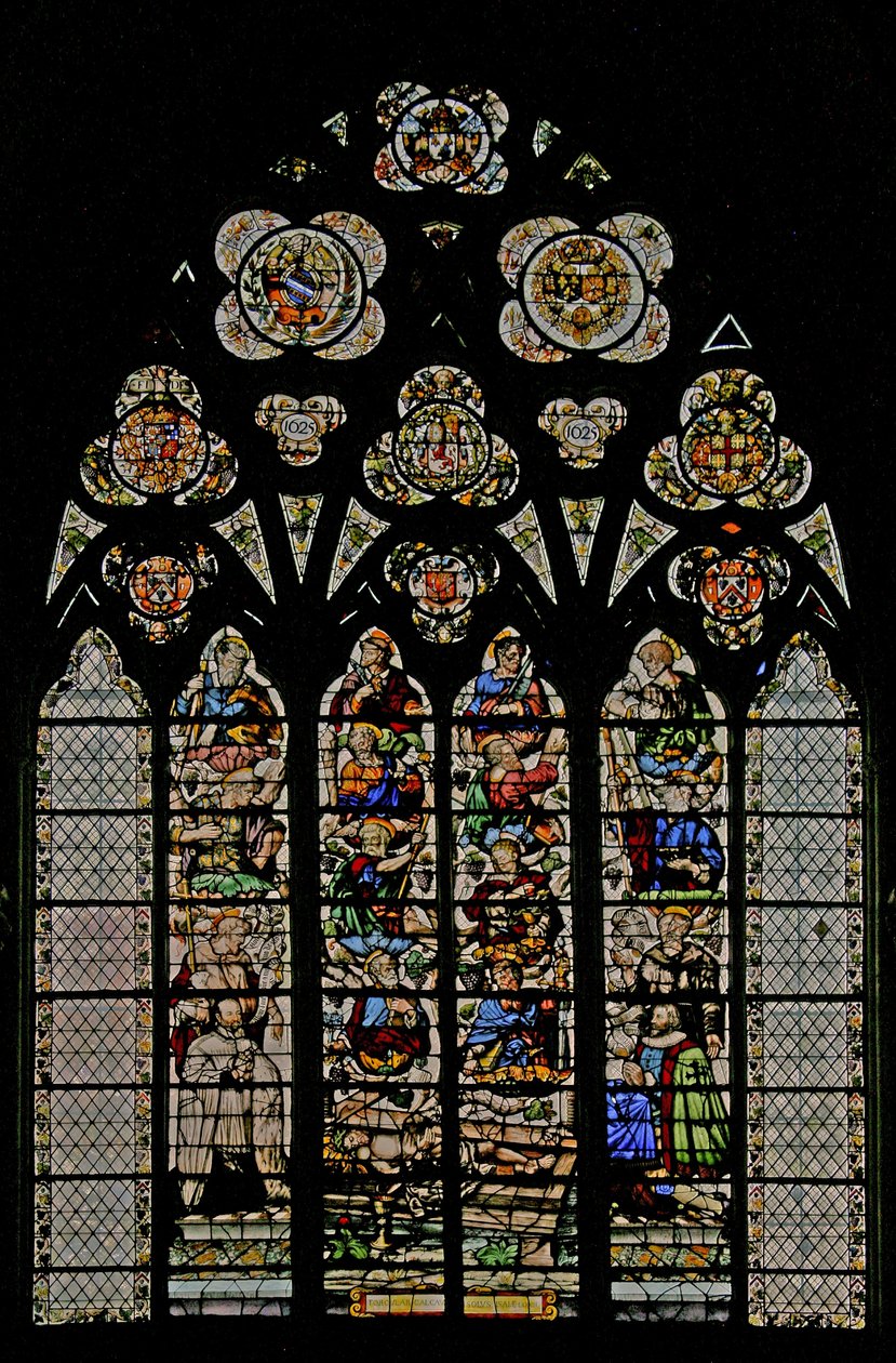 Window depicting the Mystic Wine-Press by French School