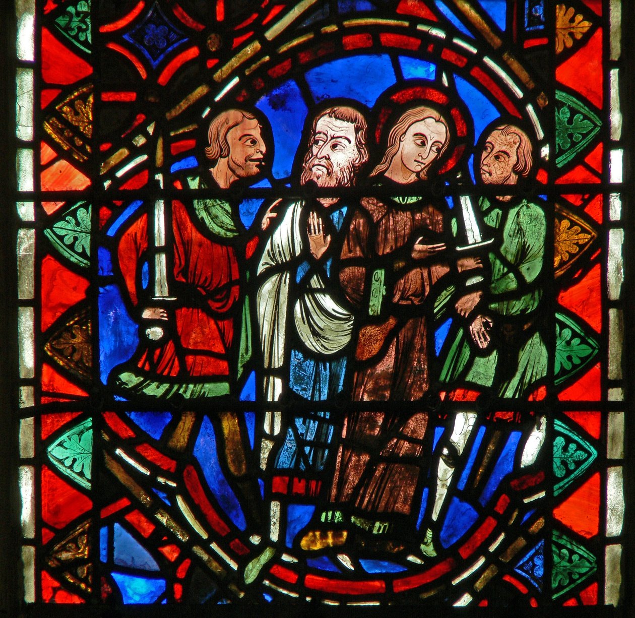 Window depicting a scene from the life of St Catherine: she is taken to ...