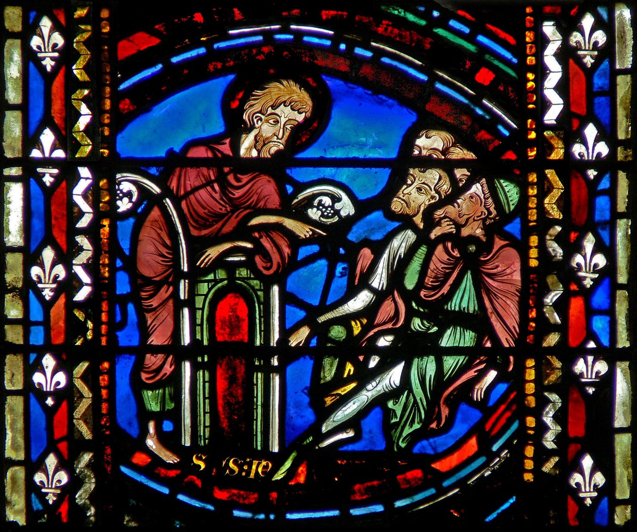 Window depicting St John the Baptist preaching by French School