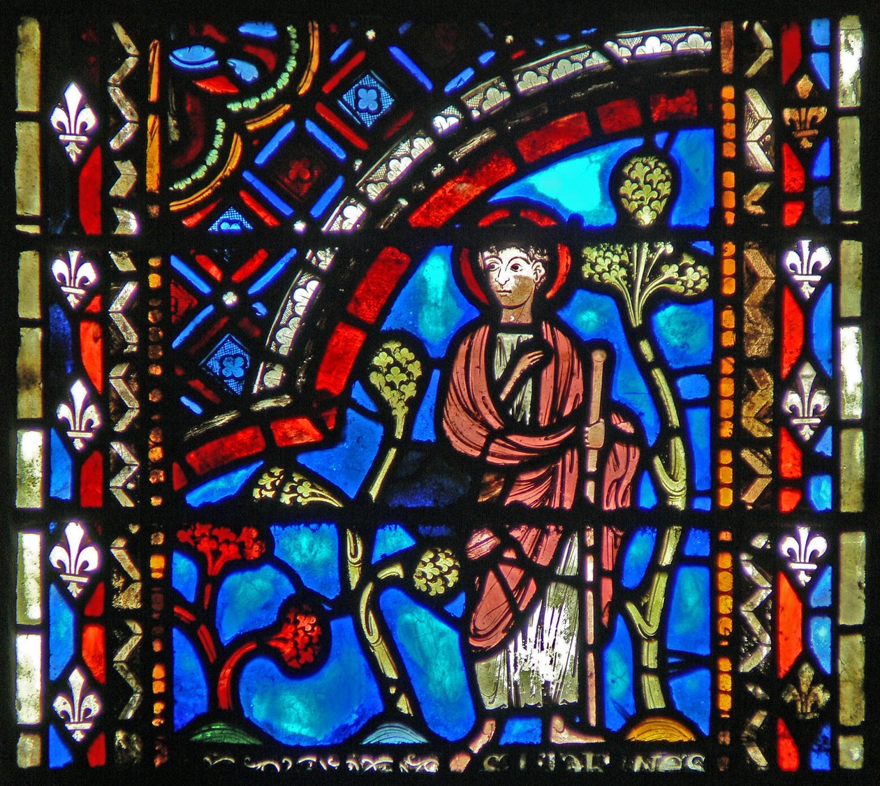 Window depicting St John the Baptist sets out for the desert by French School