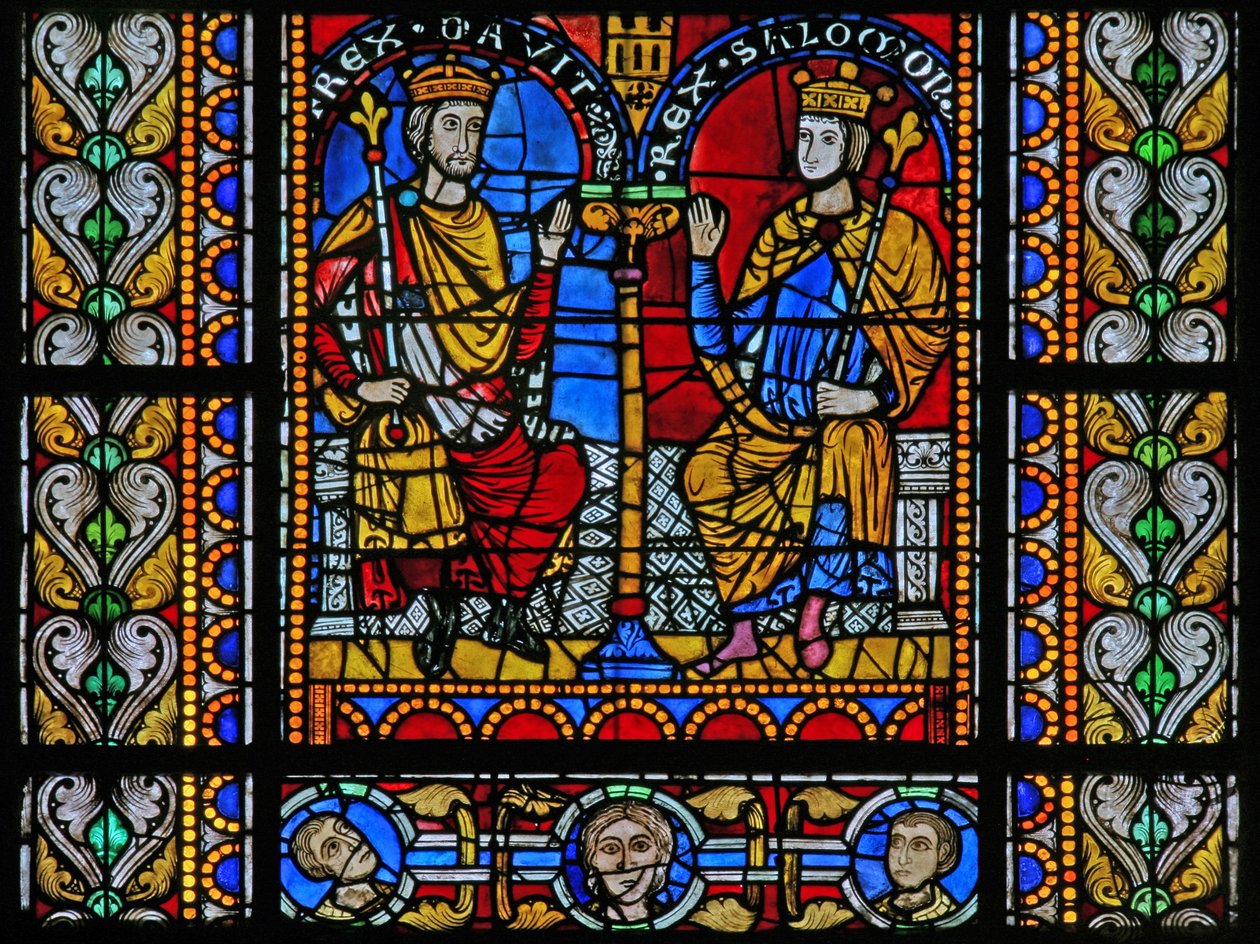 Window depicting David and Solomon by French School