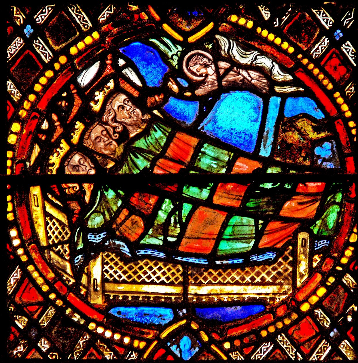 Window depicting the Magi are warned in a dream by French School