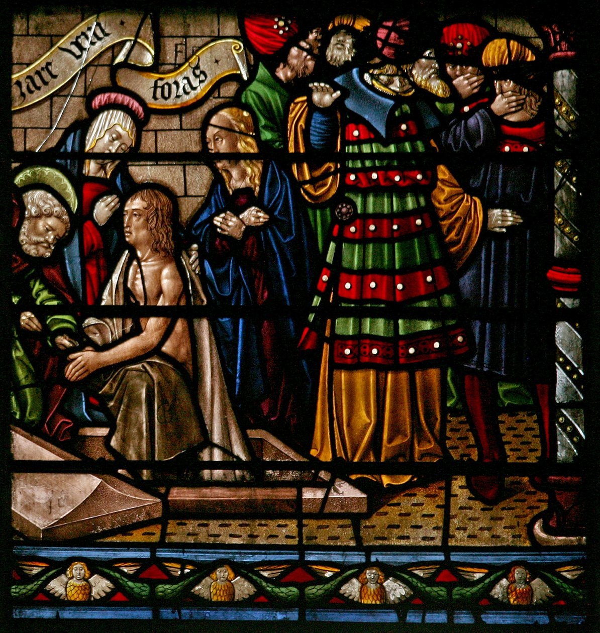 Window depicting the Resurrection of Lazarus by French School