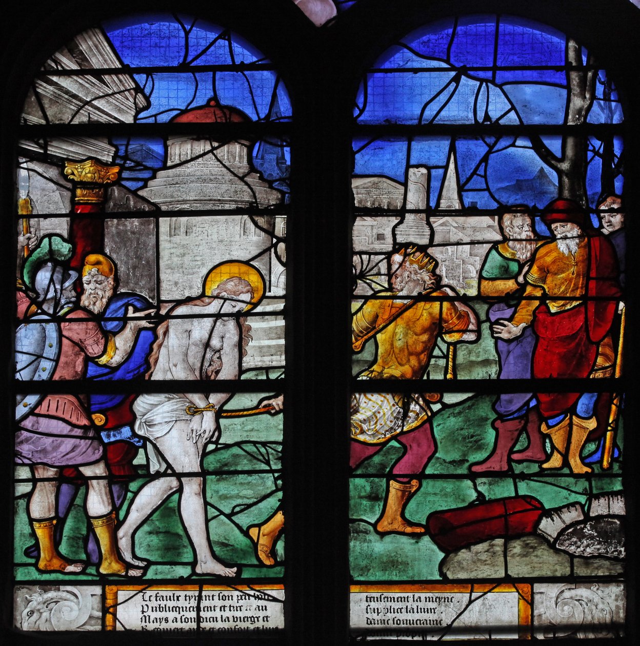Window depicting a scene from the life of St Barbara by French School